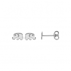 Boucles d'oreilles puces éléphants lisses, argent 925/1000 rhodié
