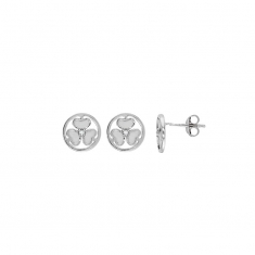 Boucles d'oreilles puces en argent 925/1000 rhodié - cercle coeurs émaillés avec oxyde de zirconium