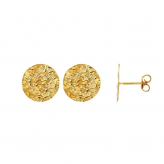 Boucles d'oreilles rondes martelées en Argent 925/1000 doré