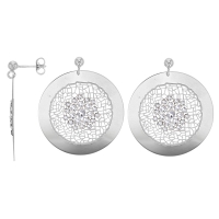 Boucles d'oreilles SOLAIRE en argent 925/1000 rhodié - ronds avec motifs avec oxydes de zirconium
