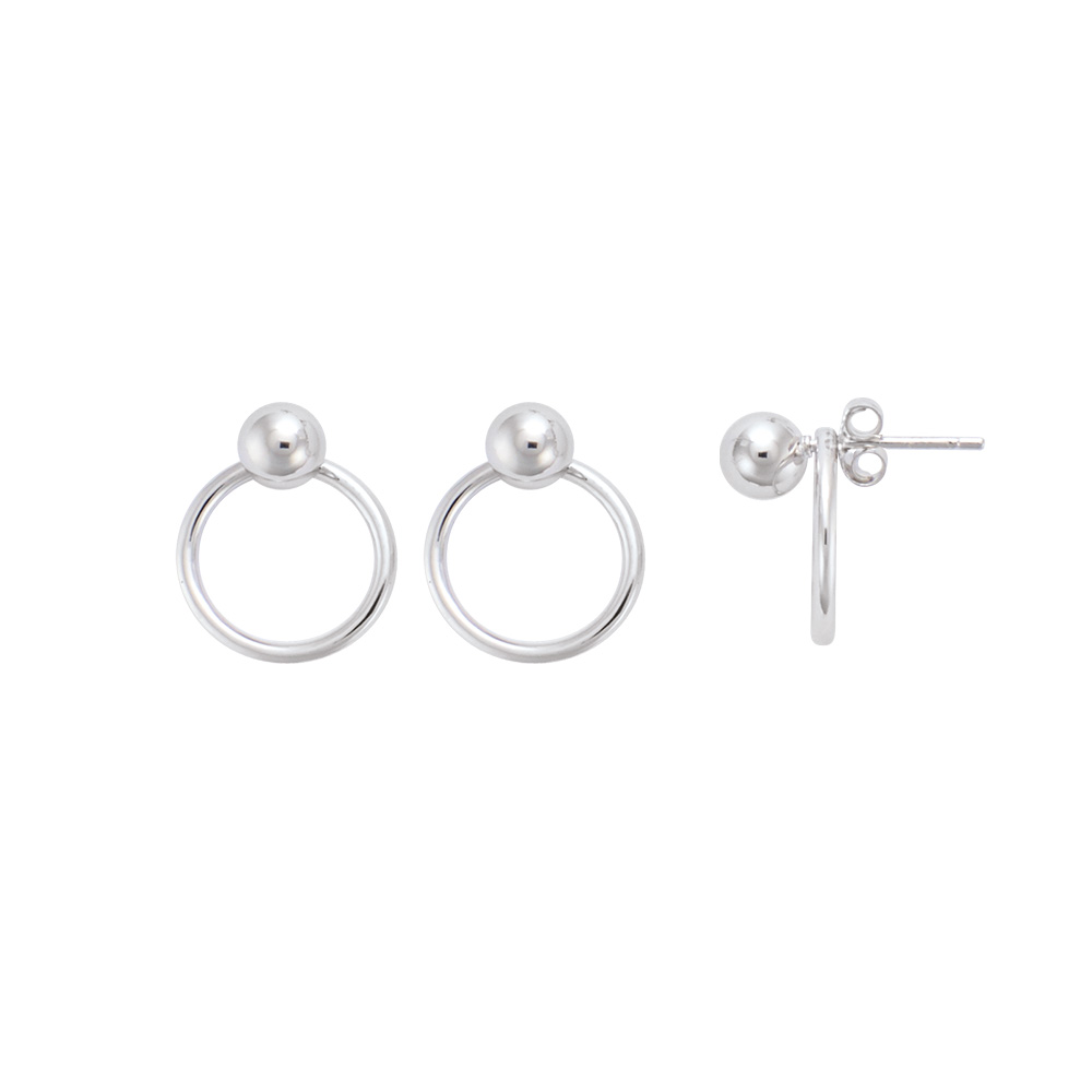 Boucles d'oreilles avec boule et anneau en Argent rhodié 925/1000