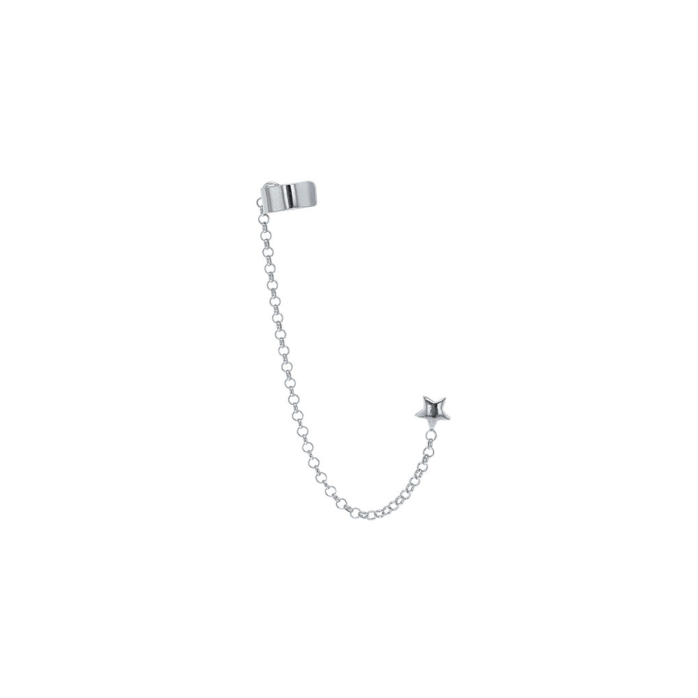 Boucles d'oreilles chaîne, élément étoile en argent rhodié 925/1000