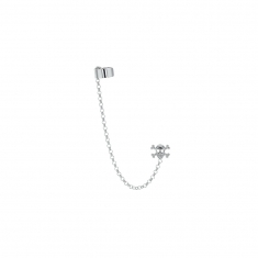Boucles d'oreilles chaîne, élément tête de mort en argent rhodié 925/1000