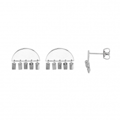 Boucles d'oreilles en Argent rhodié 925/1000 demi-cercle avec pampilles