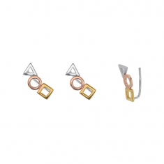 Boucles d'oreilles formes géométrique en argent 925/1000 rhodié, doré et doré rose