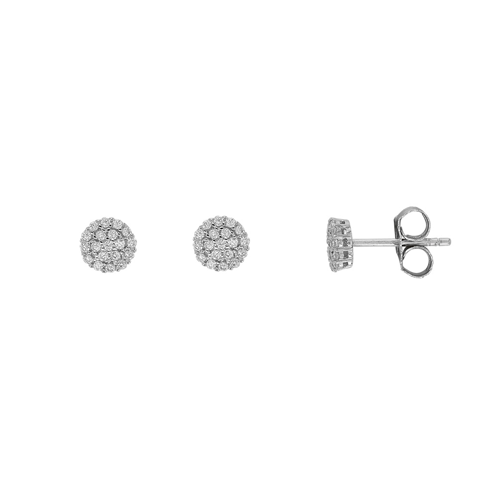 Boucles d'oreilles puces oxydes de zirconium en argent rhodié 925/1000