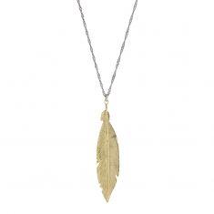 Collier INDIANA avec chaîne en argent rhodié et motif plume en argent 925/1000 doré