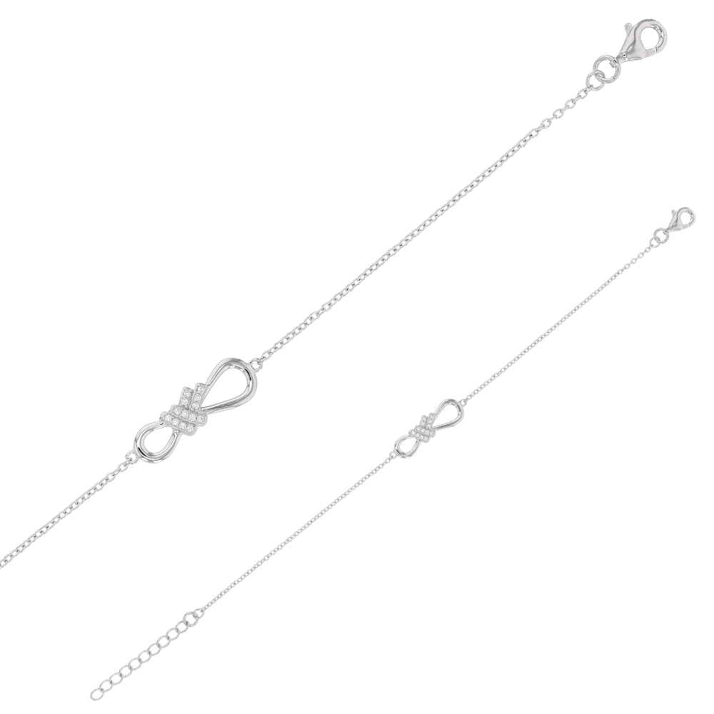 Bracelet argent 925/1000 rhodié noeud avec oxydes de zirconium