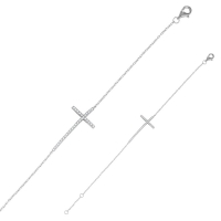 Bracelet croix en argent rhodié 925/1000 et serti rail oxydes de zirconium