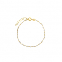Bracelet en argent 925/1000 doré avec perles de verre blanc