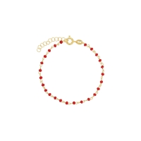 Bracelet en argent 925/1000 doré PERLAS LATINAS avec perles de verre rouge