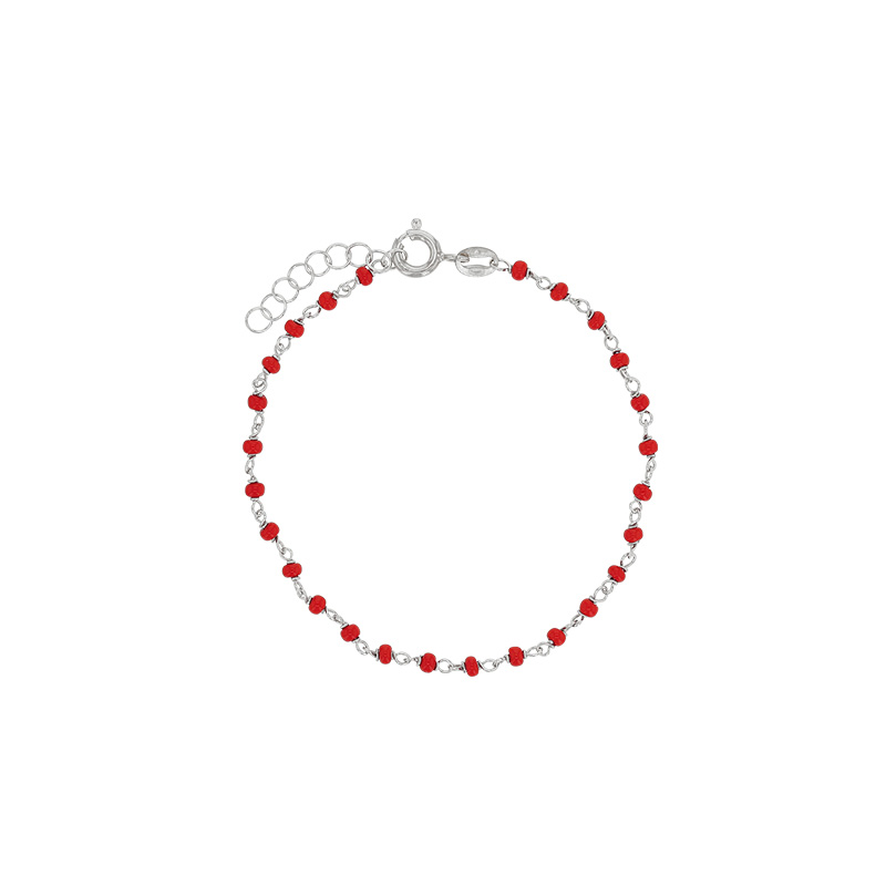 Bracelet en argent 925/1000 rhodié PERLAS LATINAS avec perles de verre rouge