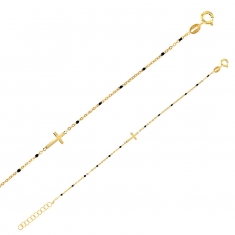 Bracelet GYPSY MARIA en Argent 925/1000 doré avec croix et perles en émail noir