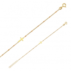 Bracelet GYPSY MARIA en Argent 925/1000 doré avec croix et perles en émail orange