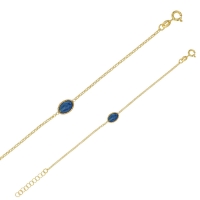 Bracelet GYPSY MARIA en Argent 925/1000 doré - médaille miraculeuse avec émail bleu
