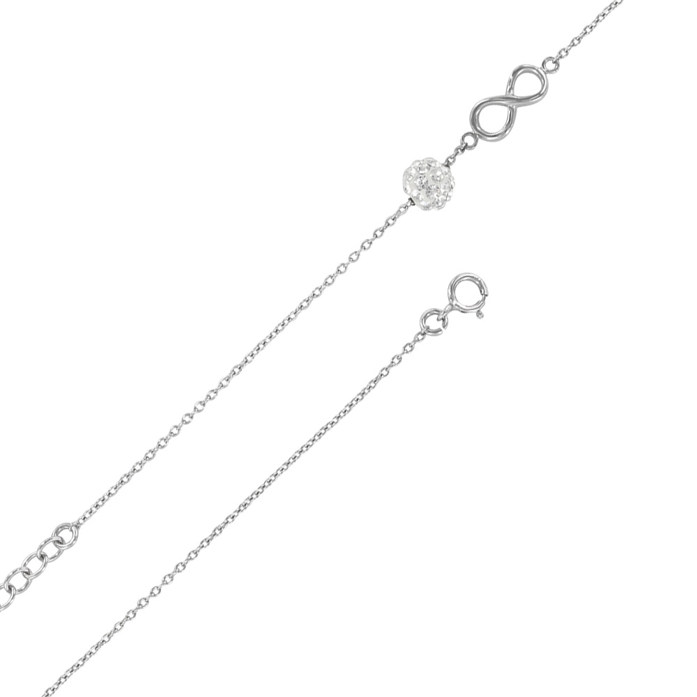 Bracelet infini en argent rhodié 925/1000 et boucle de crista