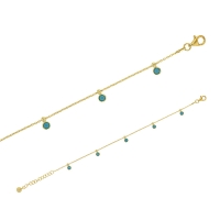 Bracelet LUNA argent 925/1000 doré pampilles avec cristal couleur turquoise