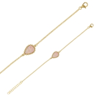 Bracelet MADRE PERLA en argent 925/1000 doré avec goutte perlée en nacre rose