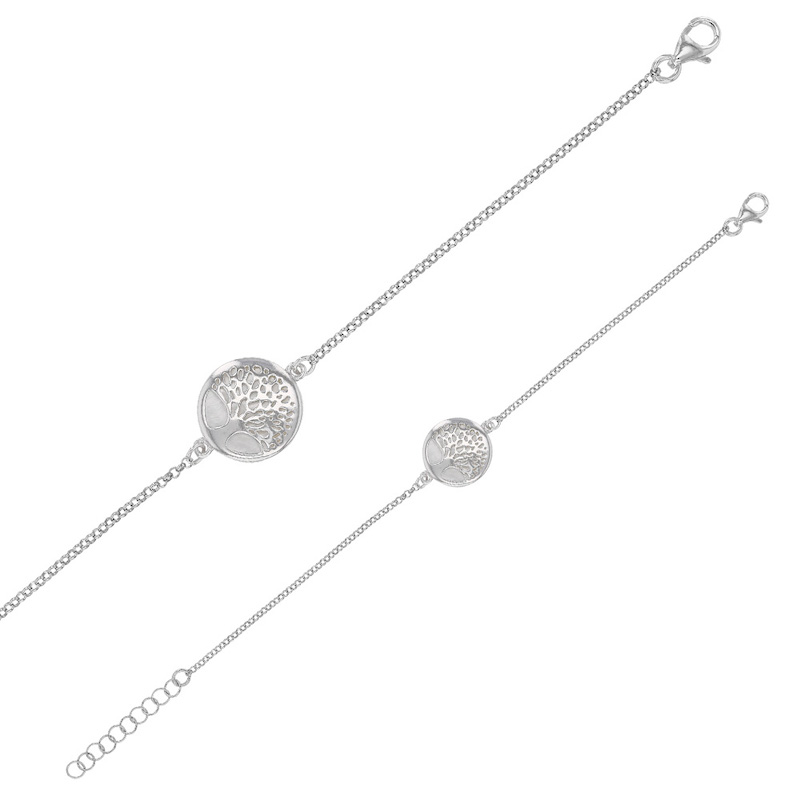Bracelet MADRE PERLA rond avec Arbre de vie en argent 925/1000 rhodié et nacre