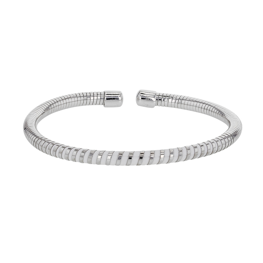 Bracelet mixte tube en silicone blanc et Argent rhodié 925/1000