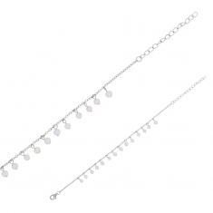 Bracelet pampilles petites perles de culture d'eau douce, argent 925/1000 rhodié