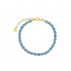 Bracelet perles de verre bleu ciel en argent doré 925/1000