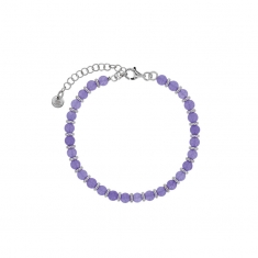 Bracelet perles de verre lavande en argent 925/1000 rhodié