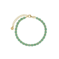 Bracelet perles de verre vert d'eau en argent doré 925/1000