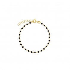 Bracelet argent 925/1000 doré PERLAS LATINAS avec perles de verre noir
