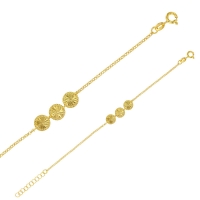 Bracelet en argent 925/1000 doré LUNA avec formes rondes et motifs rayons de soleil