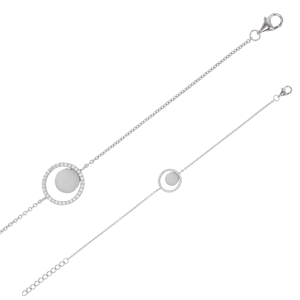 Bracelet en Argent rhodié 925/1000 mat et oxydes de zirconium