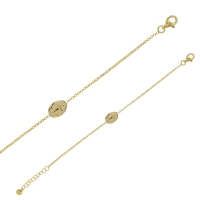 Bracelet GYPSY MARIA ovale motif croix en Argent 925/1000 doré martelé
