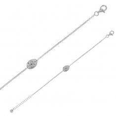 Bracelet GYPSY MARIA ovale motif croix en Argent 925/1000 rhodié martelé