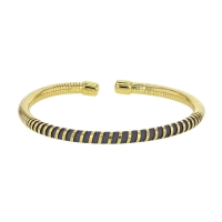 Bracelet mixte tube en silicone gris et Argent doré 925/1000