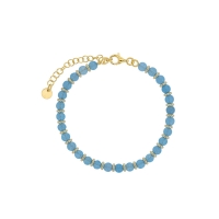Bracelet perles de verre bleu ciel en argent doré 925/1000
