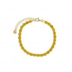 Bracelet perles de verre jaune en argent doré 925/1000
