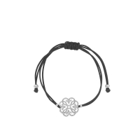 Bracelet petite arabesque en argent rhodié 925/1000 avec un cordon réglable noir