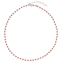 Collier en argent 925/1000 rhodié PERLAS LATINAS avec perles de verre rouge
