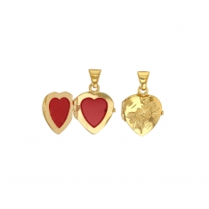 Cassolette coeur motif fleurs gravées argent 925/1000 doré