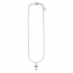 Chaîne de cheville en argent rhodié 925/1000 ornée d'une croix en oxydes de zirconium