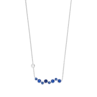 Collier argent 925/1000 platiné en ligne de cristaux bleus