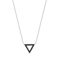 Collier argent 925/1000 rhodié avec pierres synthétiques noires - triangle