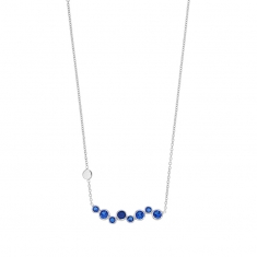 Collier argent 925/1000 rhodié en ligne de cristaux bleus