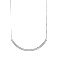 Collier barrette arrondi aspect tressé en argent 925/1000 rhodié