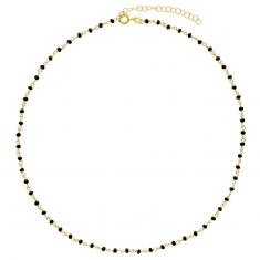 Collier en argent 925/1000 doré PERLAS LATINAS avec perles de verre noir