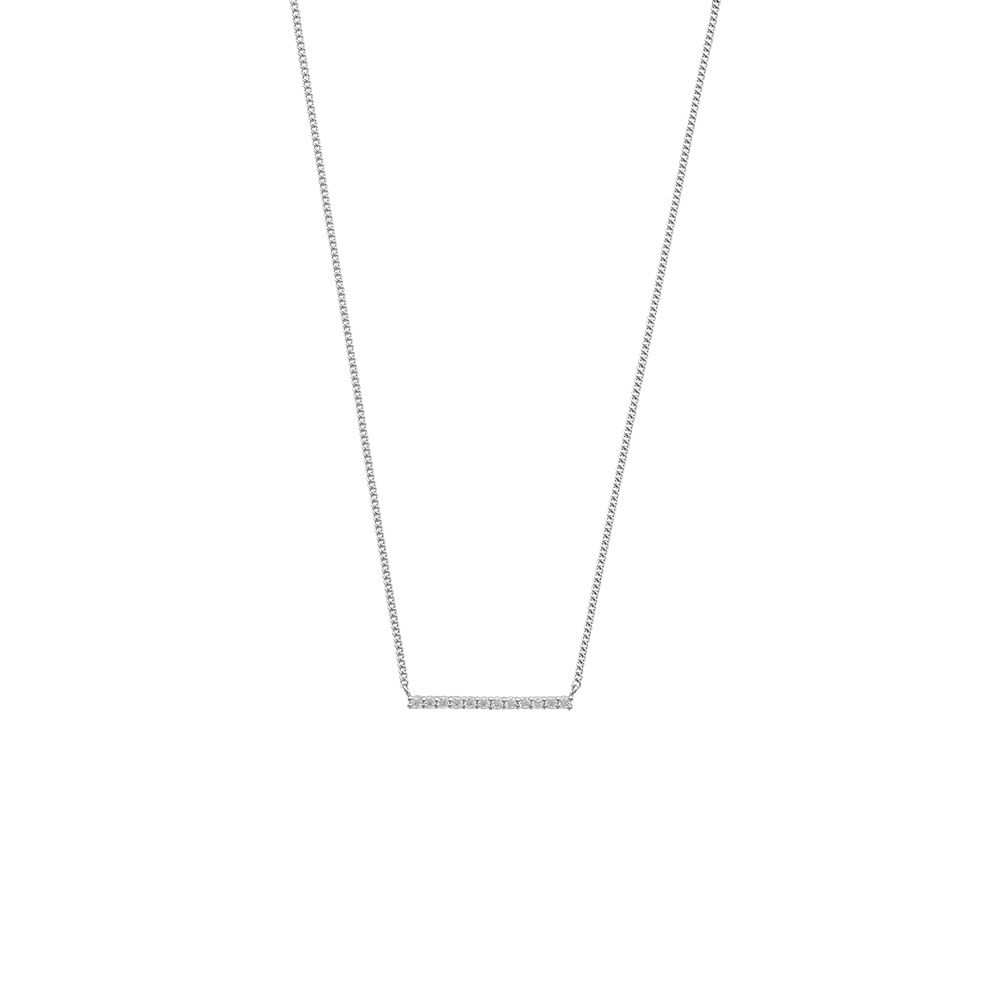Collier en argent rhodié 925/1000 - barre horizontale avec oxydes de zirconium