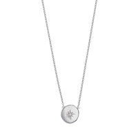 Collier rond argent 925/1000 rhodié avec étoile gravé orné d'un oxyde de zirconium