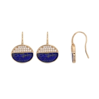 Boucles d'oreilles en Argent doré 925/1000 avec oxydes de zirconium et lapis-lazuli