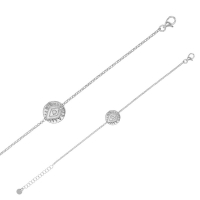 Bracelet en Argent 925/1000 rhodié motif rond avec oeil