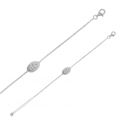 Bracelet GYPSY MARIA avec ovale motif croix en Argent 925/1000 rhodié